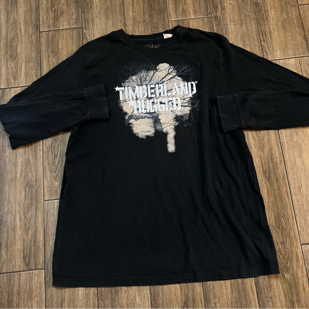 Vintage Timberland Shirt Mens 3XL Black Crew Neck Long Sleeve Casual Graphic*